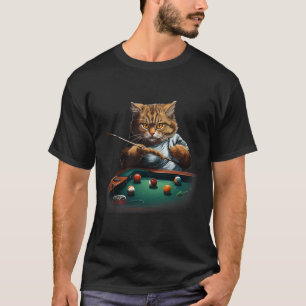 Cat Playing Pool Billiards Cool Funny Cats Men Wom T-Shirt