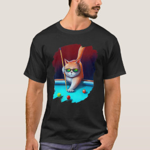 Cat Playing Pool Billiards in Lounge Cool Cats 1 T-Shirt