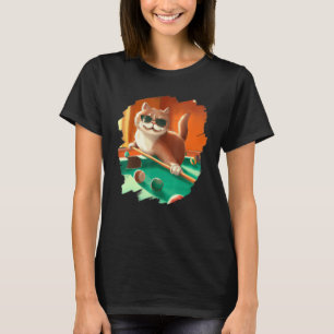 Cat Playing Pool Billiards in Lounge Cool   Cats T-Shirt
