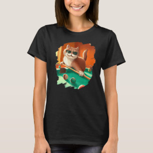 Cat Playing Pool Billiards in Lounge Cool  Cats T-Shirt