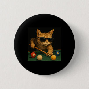 Cat Playing Pool Billiards In Lounge Cool Funny Ca 6 Cm Round Badge
