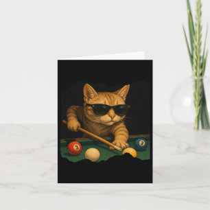 Cat Playing Pool Billiards In Lounge Cool Funny Ca Card