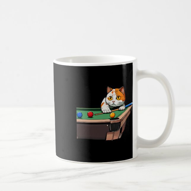Cat Playing Pool Billiards In Lounge Cool Funny Ca Coffee Mug (Right)