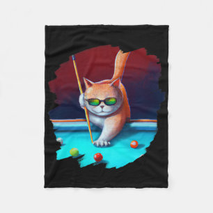 Cat Playing Pool Billiards In Lounge Cool Funny Ca Fleece Blanket