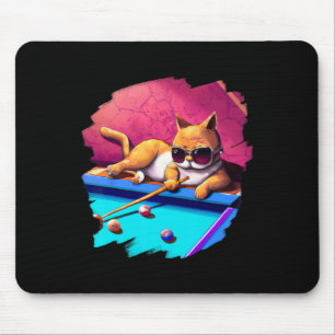 Cat Playing Pool Billiards In Lounge Cool Funny Ca Mouse Pad