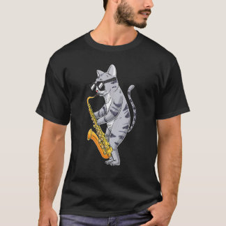 Cat Playing Saxophone Saxiness Saxophonist Jazz Sa T-Shirt