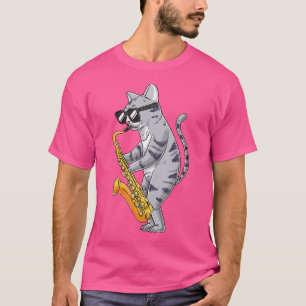 Cat Playing Saxophone Saxiness Saxophonist Jazz Sa T-Shirt