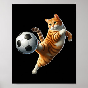 Cat Playing Soccer Costume Cat Owner Sports Lover  Poster