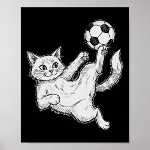 Cat Playing Soccer, Kids And Boys Soccer Byll, Soc Poster