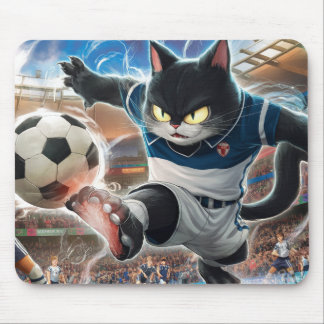 CAT PLAYING SOCCER MOUSE PAD