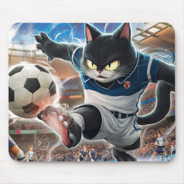 CAT PLAYING SOCCER MOUSE PAD (Front)