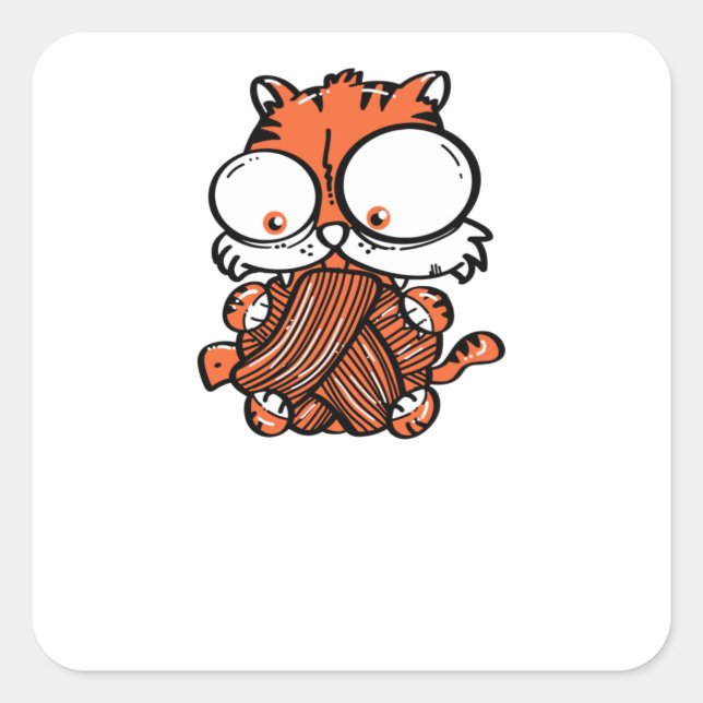 Cat playing square sticker (Front)