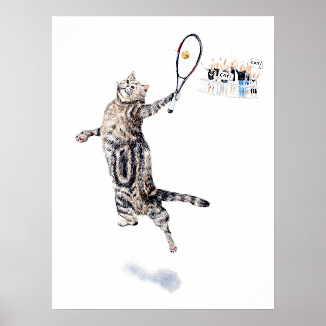 Cat Playing Tennis Poster (Front)