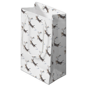 Cat Playing Tennis Small Gift Bag