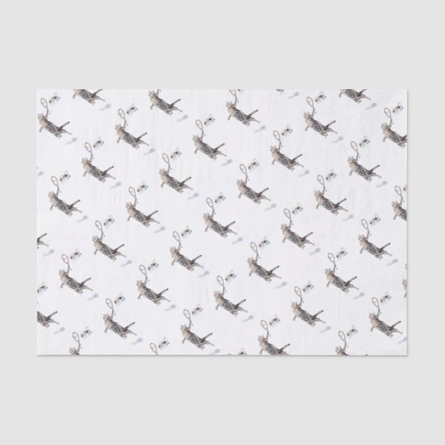 Cat Playing Tennis Tissue Paper (Front)