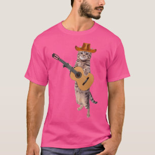 Cat Playing The Acoustic Guitar Funny Cat Guitar M T-Shirt