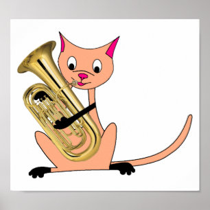 Cat Playing the Euphonium Poster