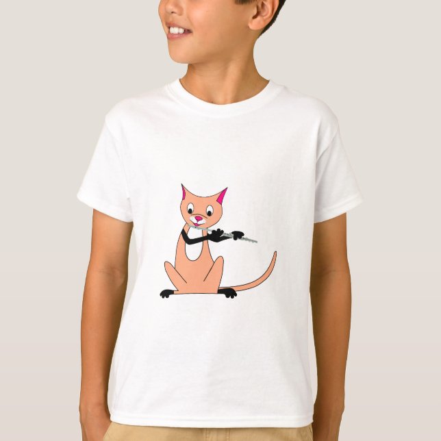 Cat Playing the Flute T-Shirt (Front)