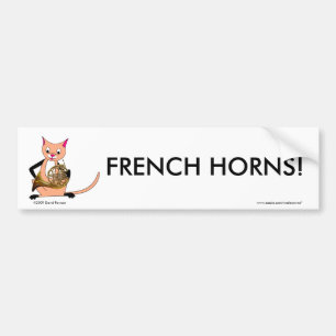 Cat Playing the French Horn Bumper Sticker