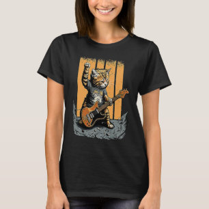 Cat Playing the Guitar Rock Kitty Rock Cat T-Shirt
