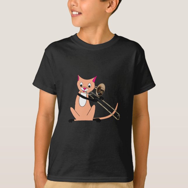 Cat Playing the Trombone T-Shirt (Front)