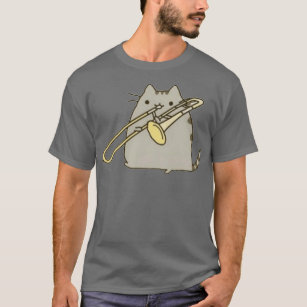 Cat Playing Trombone Saxophone  T-Shirt