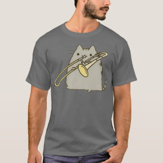 Cat Playing Trombone Saxophone  T-Shirt