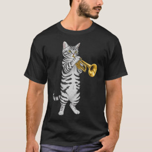 Cat Playing Trumpet Player Marching Band Men Women T-Shirt
