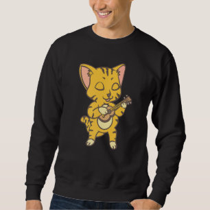Cat Playing Ukelele Cool Kitten Uke Artist Sweatshirt
