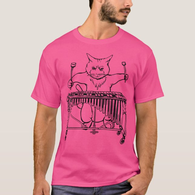 Cat Playing Vibraphone T Shirt Jazz Marimba (Front)