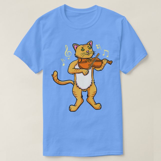 Cat Playing Violin for Violin Player T-Shirt (Design Front)