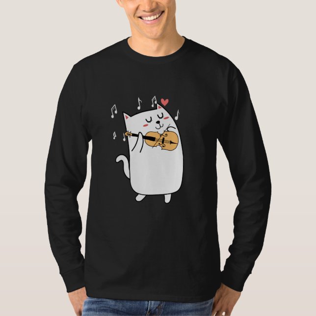 Cat Playing Violin  Idea For Animal Or Violinist L T-Shirt (Front)
