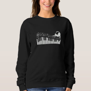 Cat Playing with Music Note on Piano   Sweatshirt