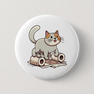 Cat Playing with Toilet Paper 6 Cm Round Badge