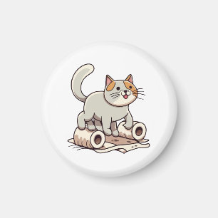 Cat Playing with Toilet Paper Magnet