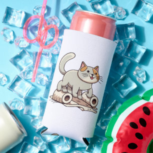 Cat Playing with Toilet Paper Seltzer Can Cooler
