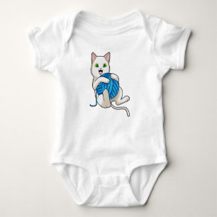 Cat Playing Wool Baby Bodysuit