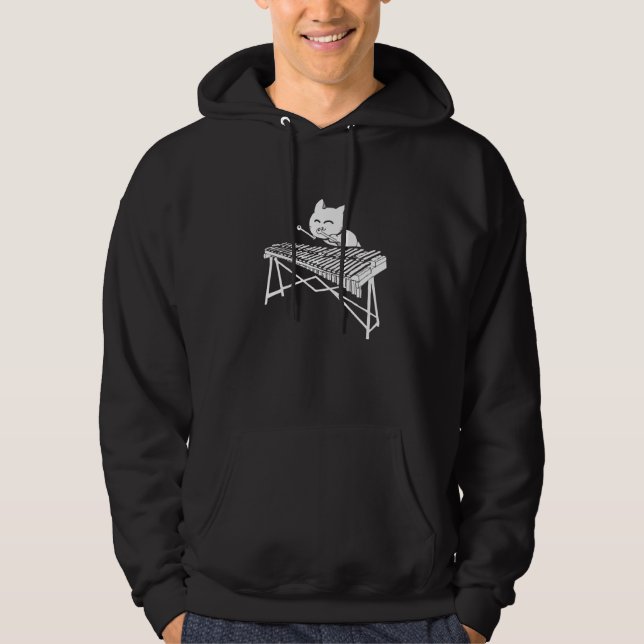 Cat Playing Xylophone Percussion Musical Instrumen Hoodie (Front)