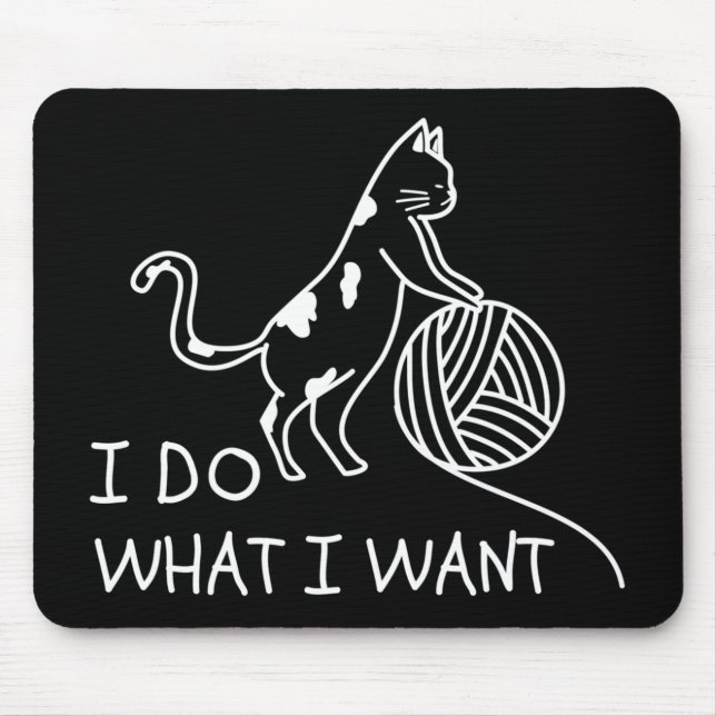Cat Playing Yarn Mouse Pad (Front)