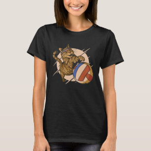cat plays volleyball for men women children T-Shirt