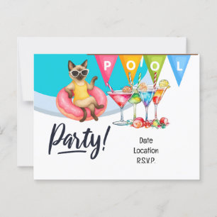 Cat Pool Party for Cat lovers Postcard