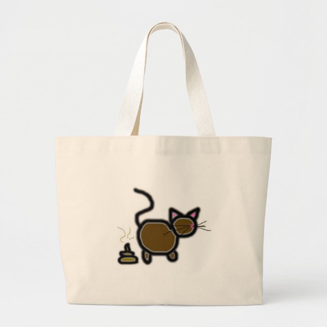 cat poop large tote bag (Front)