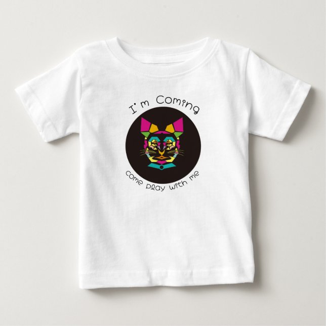 cat pop art baby T-Shirt (Front)