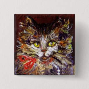 CAT PORTRAIT 15 CM SQUARE BADGE