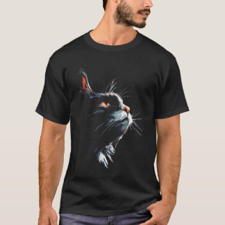 Cat Portrait Animal Lover Face Painting Art Motif T-Shirt