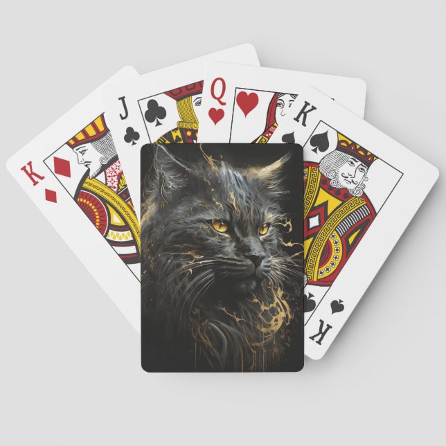 Cat Portrait Animal Nature Wildlife Wild Spirit Playing Cards (Back)