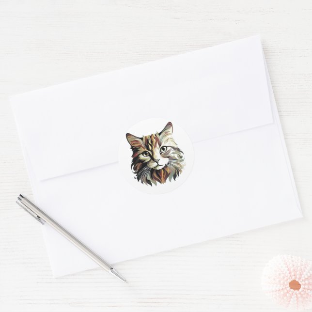 Cat Portrait Art Design Stickers (Envelope)