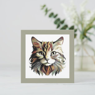 Cat Portrait Art Greeting Card