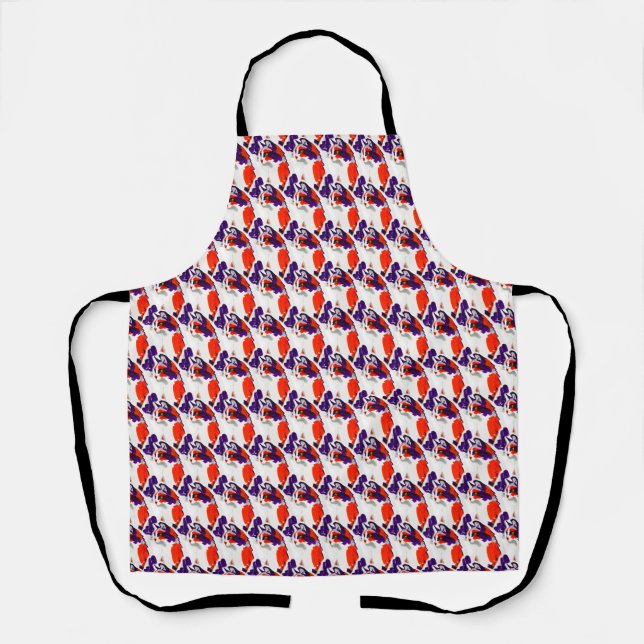 Cat Portrait – Bold Graphic Art Orange and Violet Apron (Front)