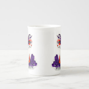 Cat Portrait – Bold Graphic Art Orange and Violet Bone China Mug